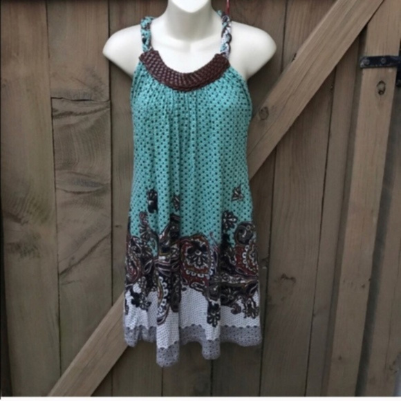 Havana Dresses & Skirts - Havana paisley braided neck dress size M